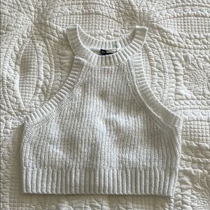 Women's White Knit Crop Top